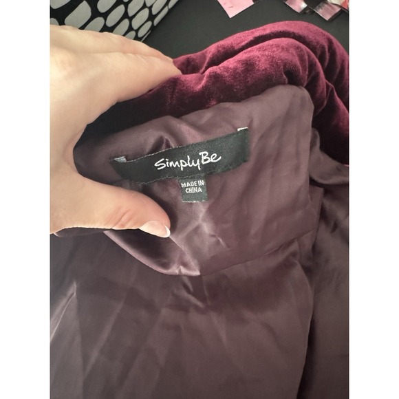 Simply Be Velvet Purple Puffer Jacket Plus 18 Whimsigoth Winter Glam Soft Bomber - Picture 7 of 10